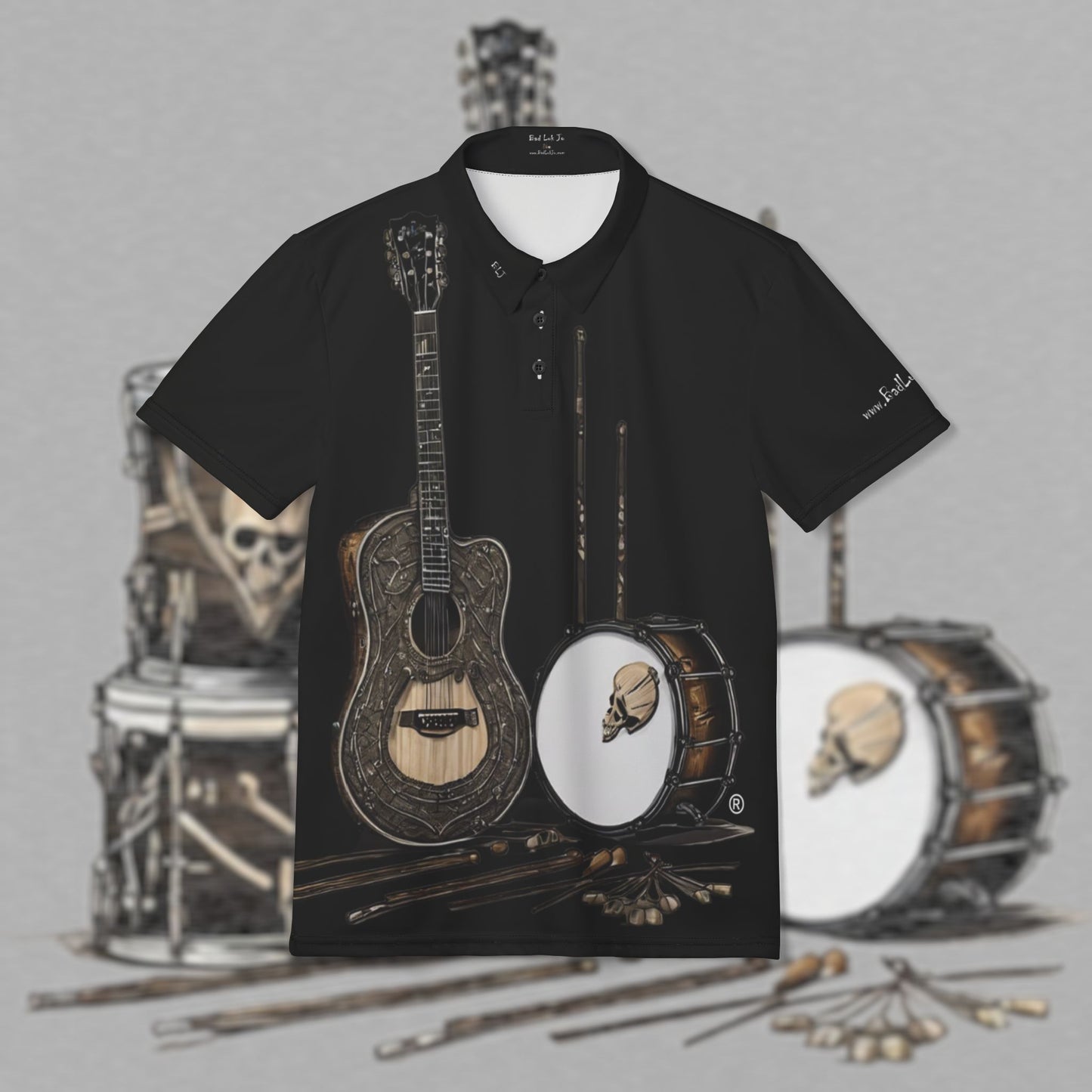 Bad Luk Jo Engineers’ Comfort Unisex Polo Shirt - Stylish Workwear / Golf Shirt - Black with Logo on Front and Back - FREE ECONOMY SHIPPING