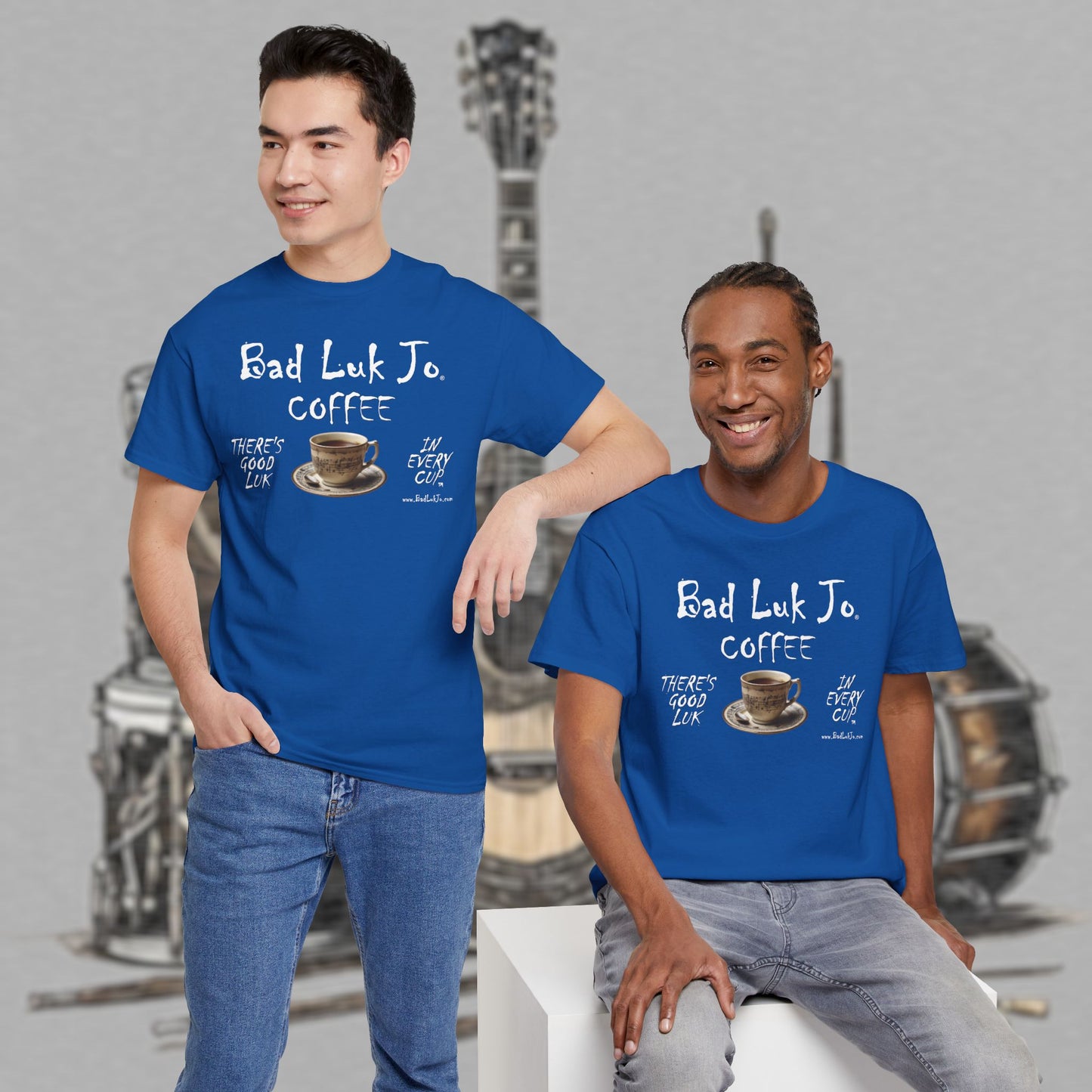 Bad Luk Jo Unisex Heavy Cotton Tee - "There's Good Luk in Every Cup" - Perfect Gift for Coffee Lovers - FREE ECONOMY SHIPPING