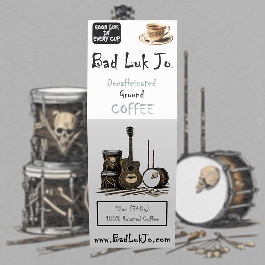 Bad Luk Jo Decaffeinated Ground Coffee - There's Good Luk in Every Cup - 12oz. - FREE STANDARD SHIPPING