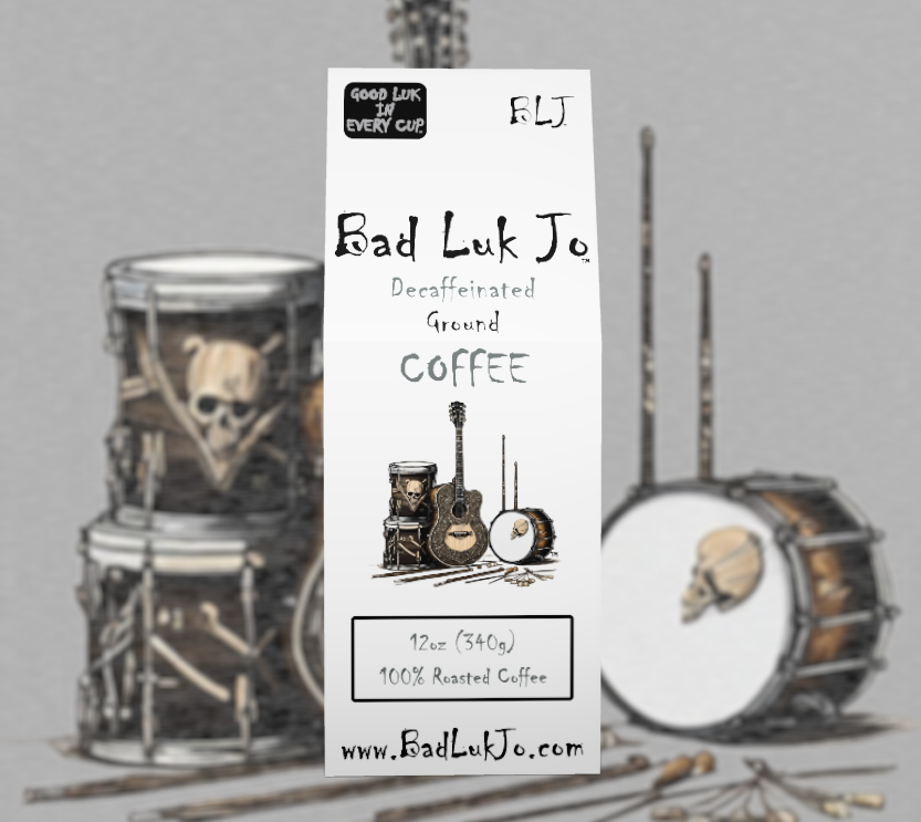 Bad Luk Jo Decaffeinated Ground Coffee - There's Good Luk in Every Cup - 12oz. - FREE STANDARD SHIPPING