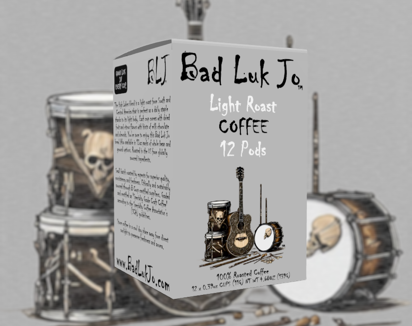 Bad Luk Jo Light Roast Coffee Pods / Cups - There's Good Luk in Every Cup - 12 Pods / Cups - FREE STANDARD SHIPPING