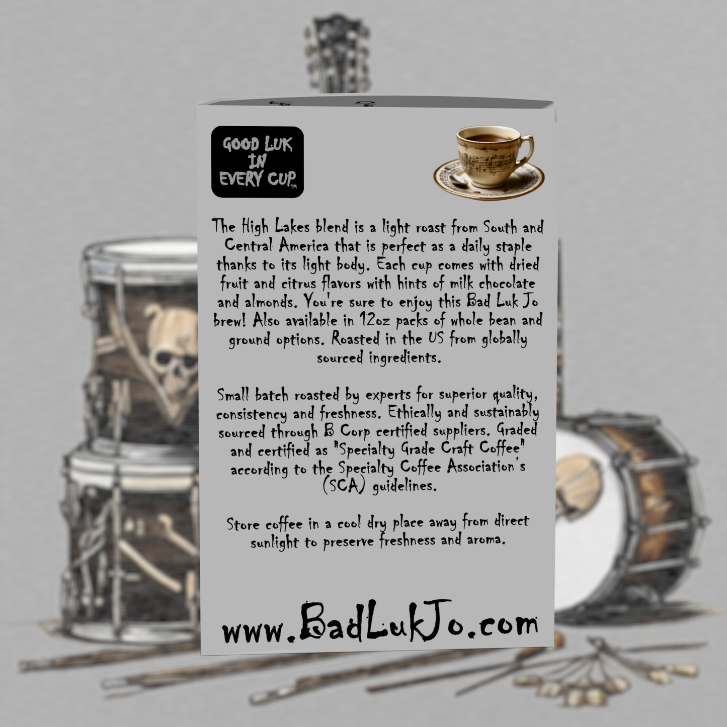 Bad Luk Jo Light Roast Coffee Pods / Cups - There's Good Luk in Every Cup - 12 Pods / Cups - FREE STANDARD SHIPPING