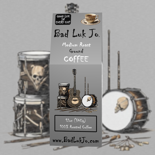 Bad Luk Jo Medium Roast Ground Coffee - There's Good Luk in Every Cup - 12oz. - FREE STANDARD SHIPPING