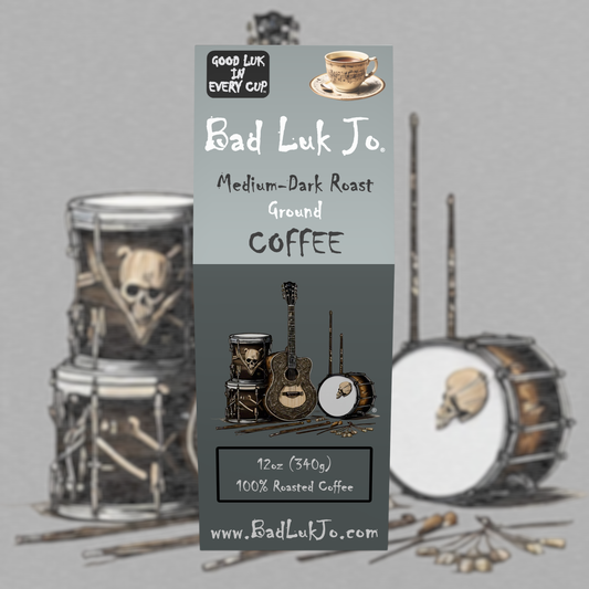 Bad Luk Jo Medium-Dark Roast Ground Coffee - There's Good Luk in Every Cup - 12oz. - FREE STANDARD SHIPPING