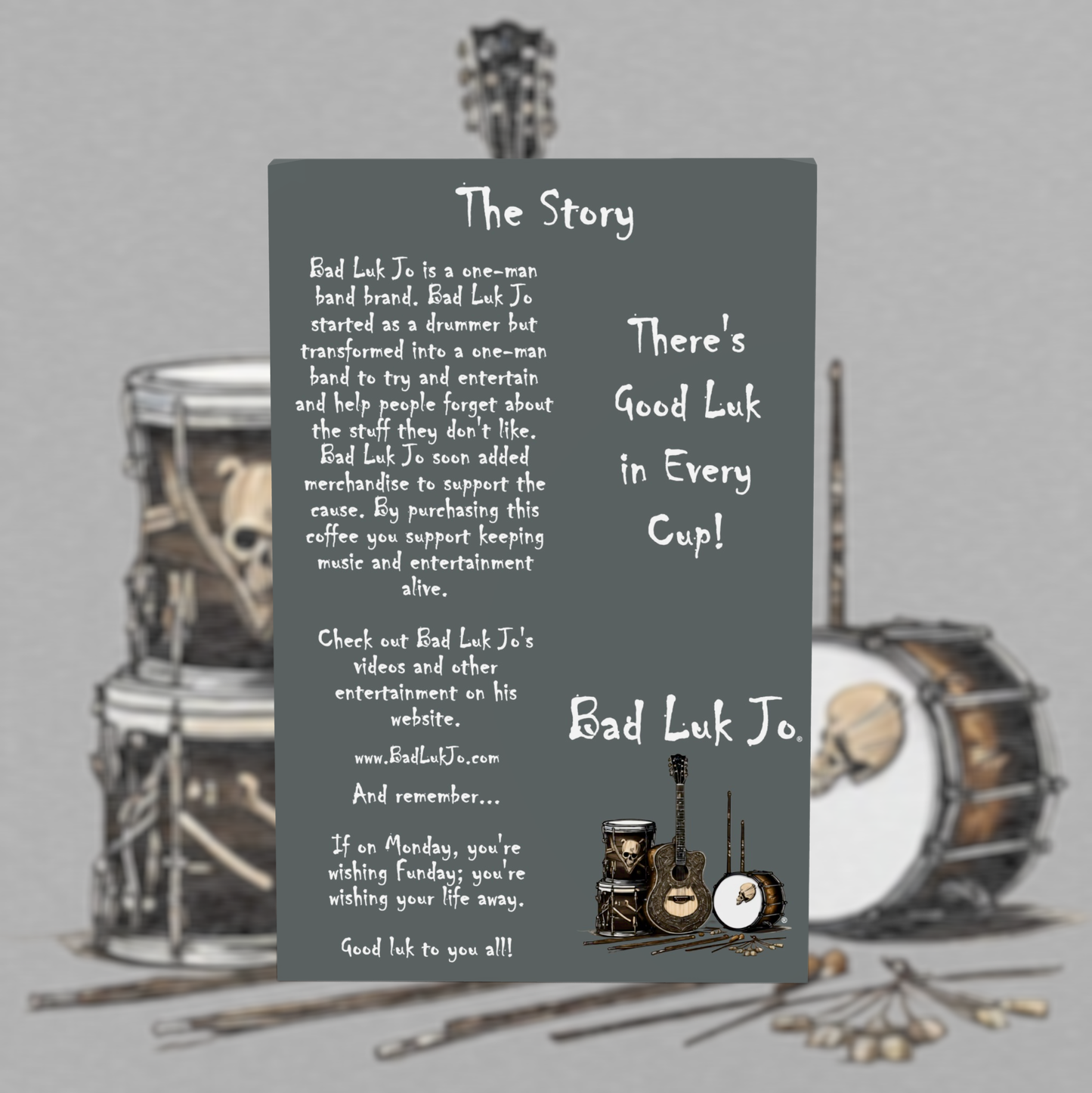 Bad Luk Jo Medium-Dark Roast Coffee Pods / Cups - There's Good Luk in Every Cup - 12 Pods / Cups - FREE STANDARD SHIPPING