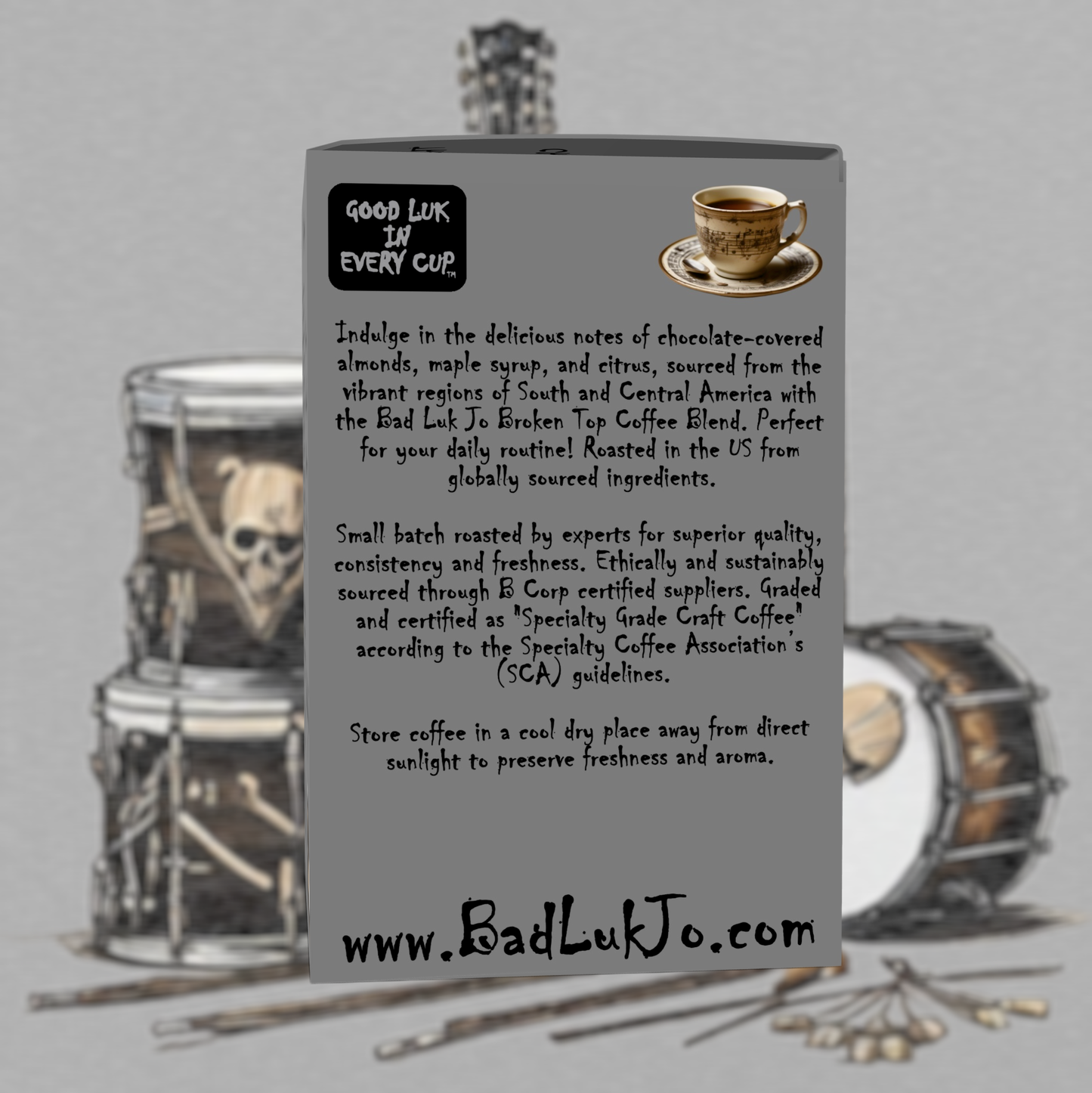 Bad Luk Jo Medium Roast Coffee Pods / Cups - There's Good Luk in Every Cup - 12 Pods / Cups - FREE STANDARD SHIPPING