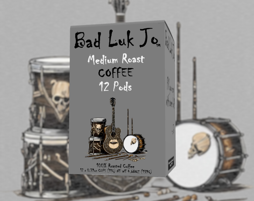 Bad Luk Jo Medium Roast Coffee Pods / Cups - There's Good Luk in Every Cup - 12 Pods / Cups - FREE STANDARD SHIPPING