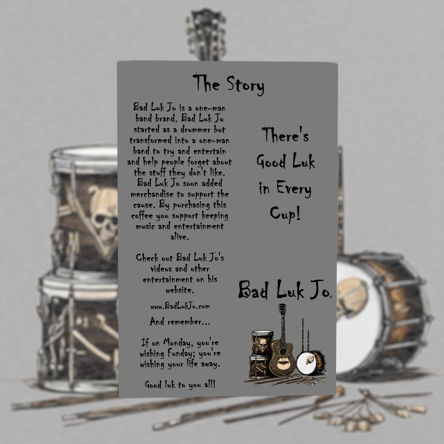 Bad Luk Jo Medium Roast Coffee Pods / Cups - There's Good Luk in Every Cup - 12 Pods / Cups - FREE STANDARD SHIPPING