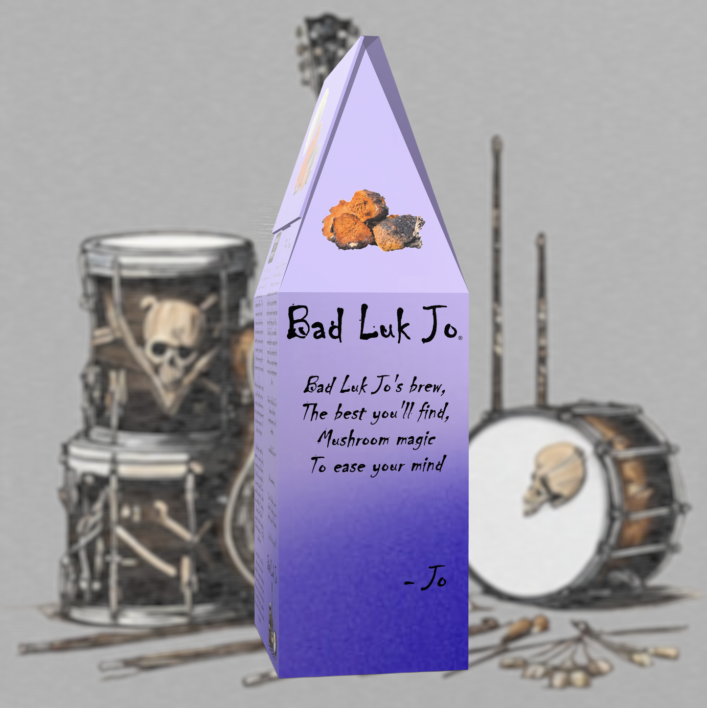 Bad Luk Jo MUSHROOM COFFEE Smooth-Medium Roast Ground - There's Good Luk in Every Cup - 12oz. - FREE STANDARD SHIPPING