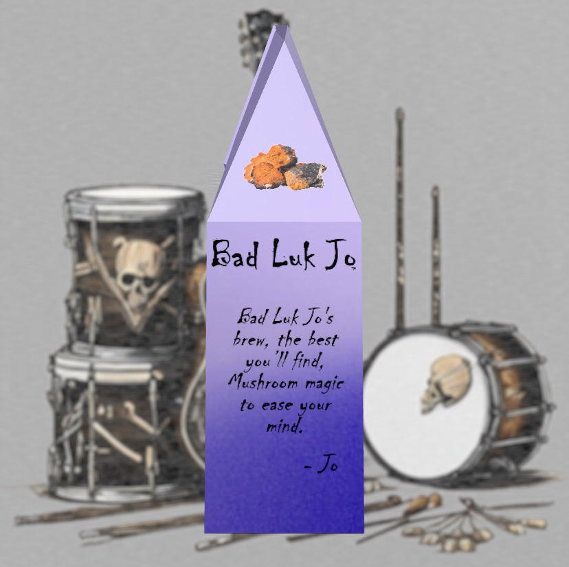 Bad Luk Jo MUSHROOM COFFEE Smooth-Medium Roast Ground - There's Good Luk in Every Cup - 12oz. - FREE STANDARD SHIPPING
