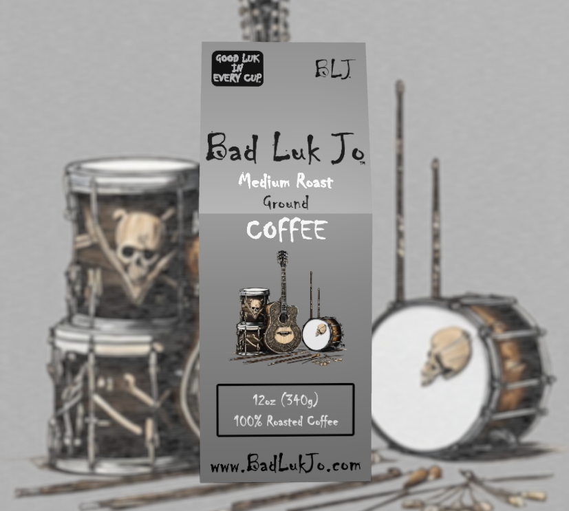 Bad Luk Jo Medium Roast Ground Coffee - There's Good Luk in Every Cup - 12oz. - FREE STANDARD SHIPPING